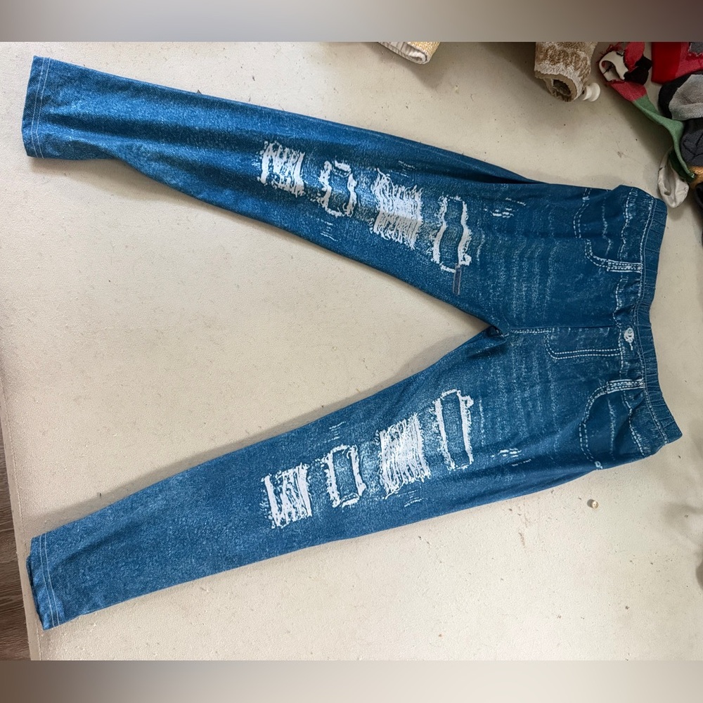 Distressed Blue Jeggings